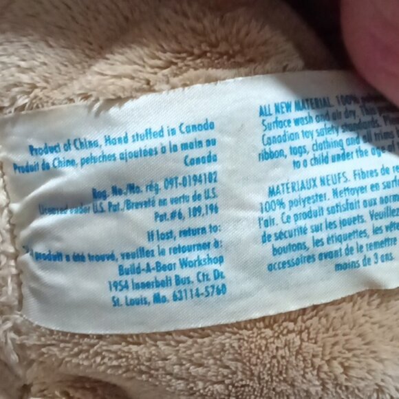 Build-a-Bear Plush‎ 14" Stuffed Teddy Bear Embroidered Eyes Beige Fur - Picture 4 of 7